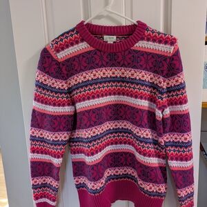 J. Crew Pink and Blue Patterned Women's Sweater